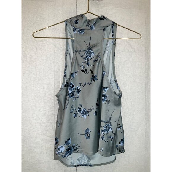 Open Edit Cowl neck satin tank sleveless size Small Green-Blue - Picture 4 of 4
